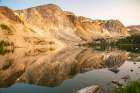 USA, Wyoming, Medicine Bow National Forest. Landscape with mountain and   Lake Marie reflection. Art Print